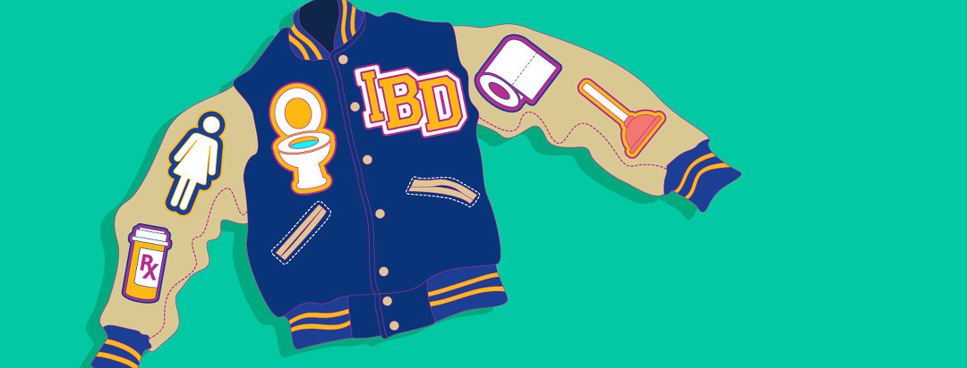 varsity jacket with IBD related patches