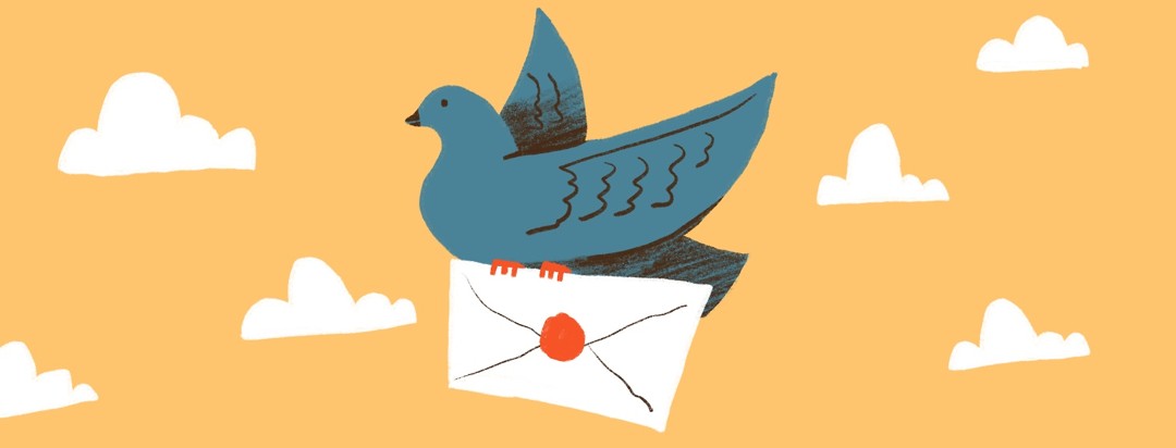bird carrying letter