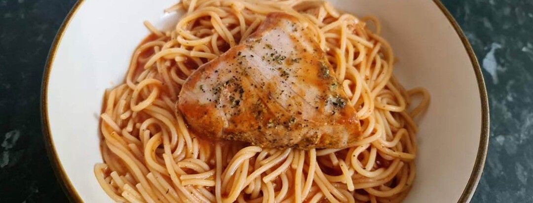 Low Residue Herb-Marinated Tuna Steak and Spaghetti